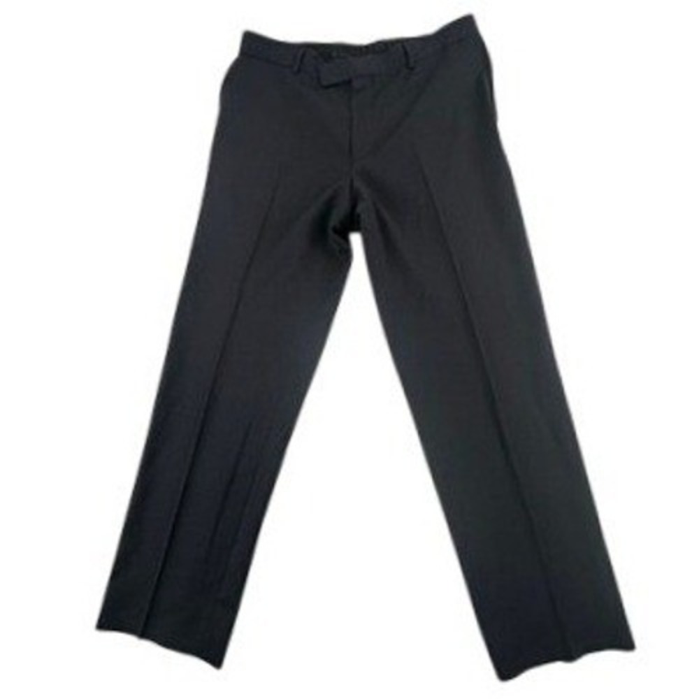 Hugo Boss Mens 38R Dress Pants Black Wool Flat Front Professional James Brown